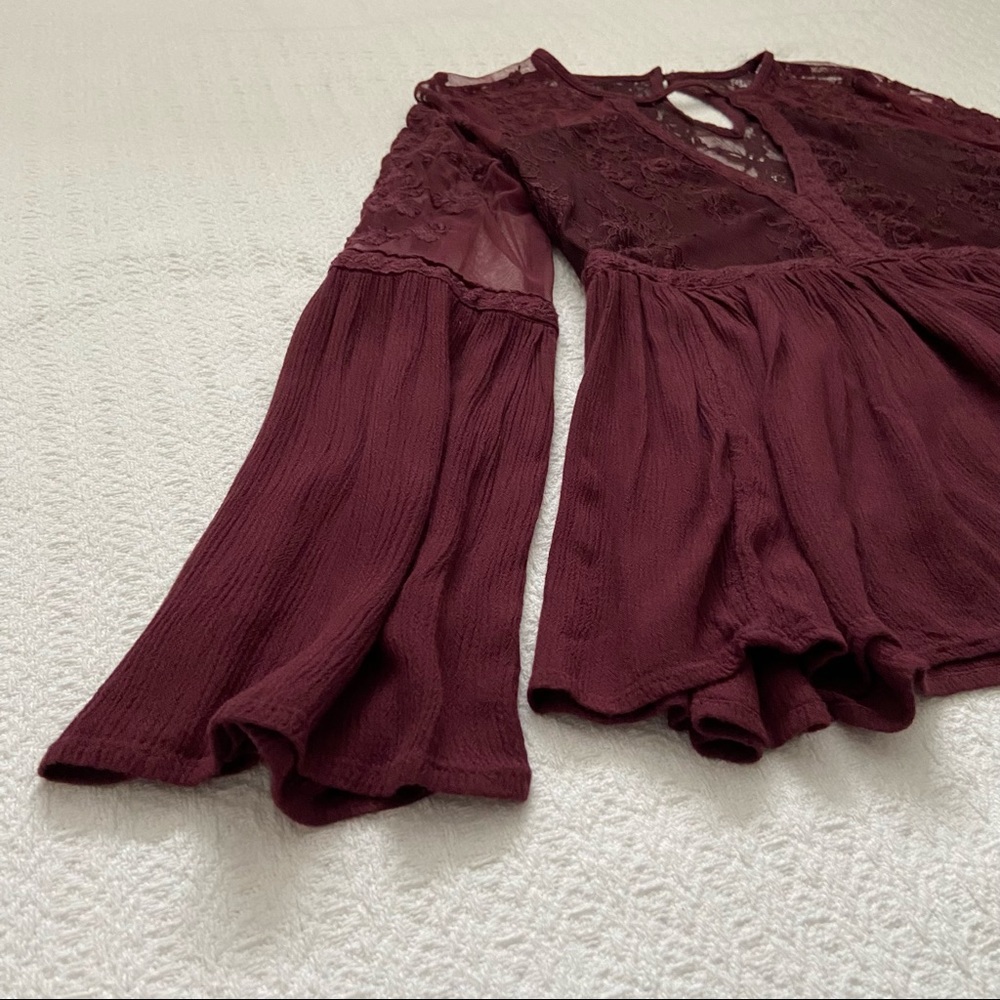 aeo embroidered mesh bell sleeve top - Picture 4 of 10